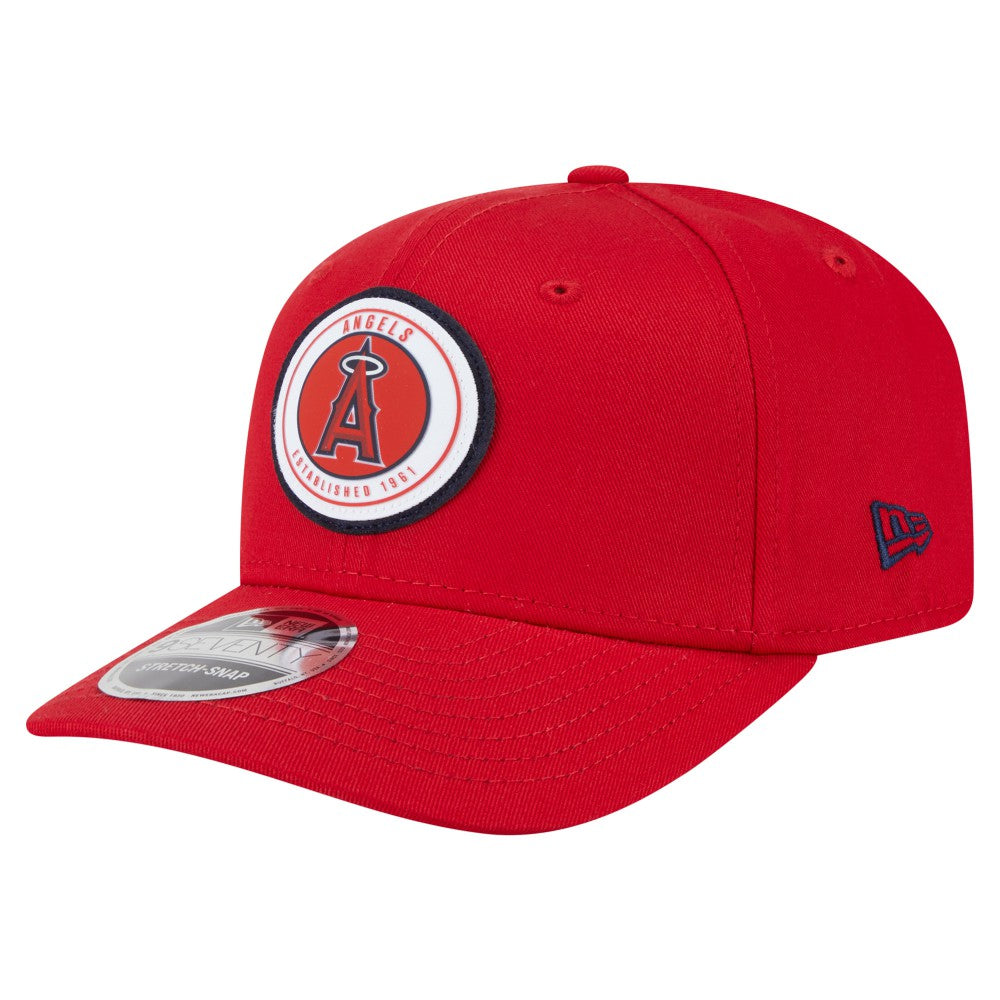 Los Angeles Angels Circle Patch 9SEVENTY Stretch-Snap Hat Red | New Era