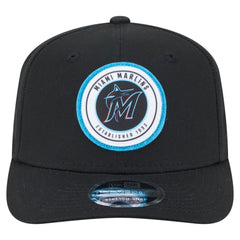 Miami Marlins Circle Patch 9SEVENTY Stretch-Snap Hat Black | New Era