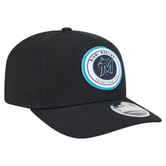 Miami Marlins Circle Patch 9SEVENTY Stretch-Snap Hat Black | New Era