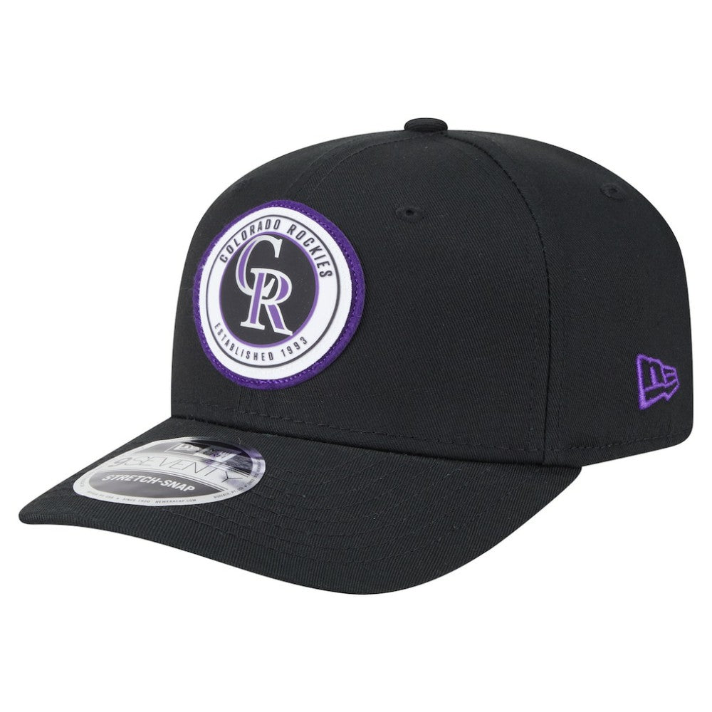 Colorado Rockies Circle Patch 9SEVENTY Stretch-Snap Hat Black | New Era