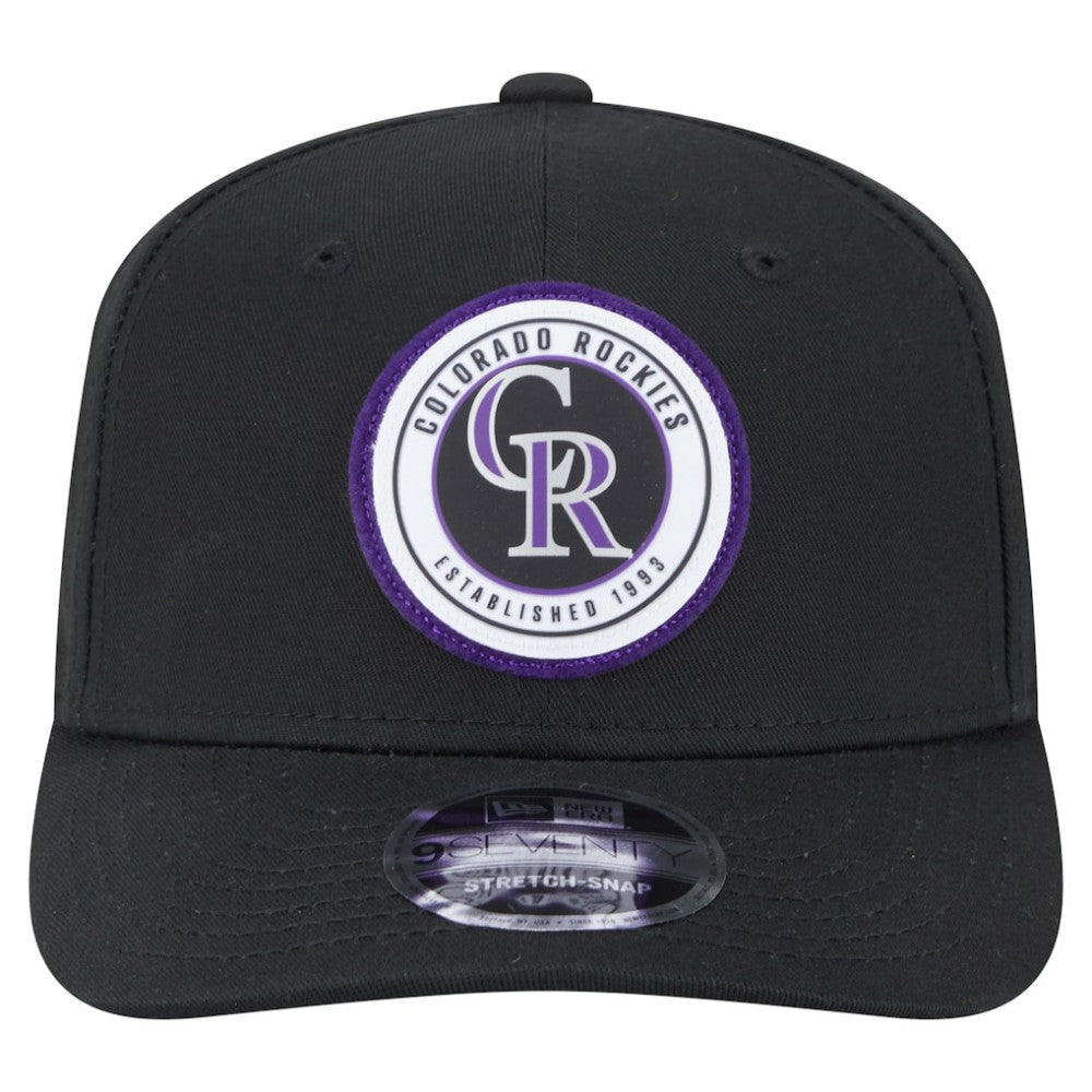 Colorado Rockies Circle Patch 9SEVENTY Stretch-Snap Hat Black | New Era