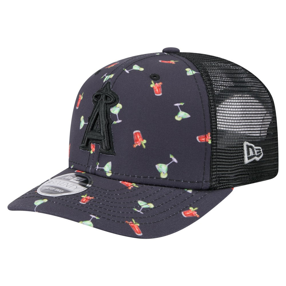 Los Angeles Angels Adventure Drinks Pattern 9SEVENTY Stretch-Snap Hat Black | New Era
