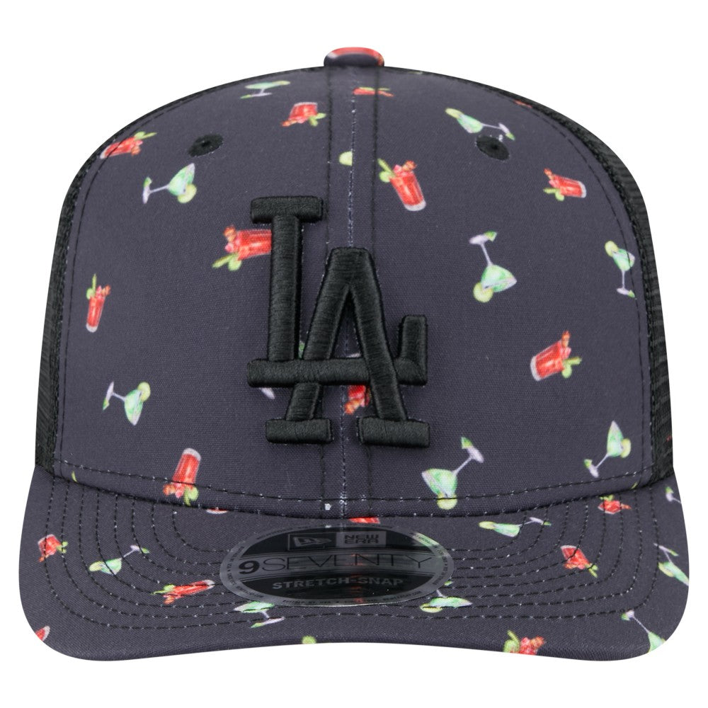 Los Angeles Dodgers Adventure Drinks Pattern 9SEVENTY Stretch-Snap Hat Black | New Era