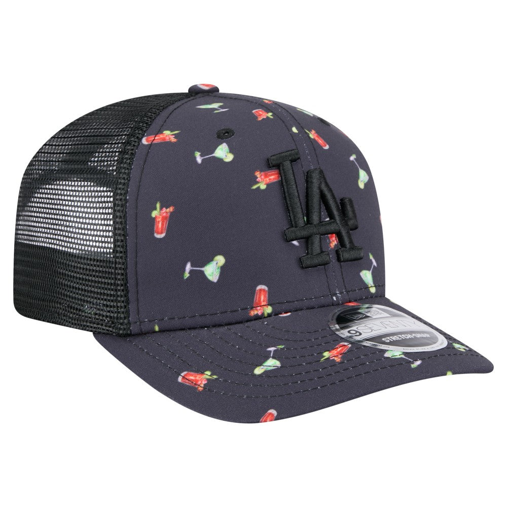 Los Angeles Dodgers Adventure Drinks Pattern 9SEVENTY Stretch-Snap Hat Black | New Era