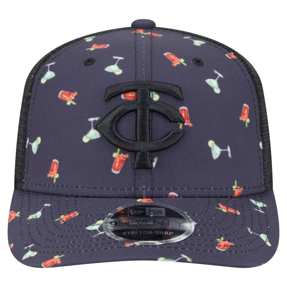 Minnesota Twins Adventure Drinks Pattern 9SEVENTY Stretch-Snap Hat Black | New Era