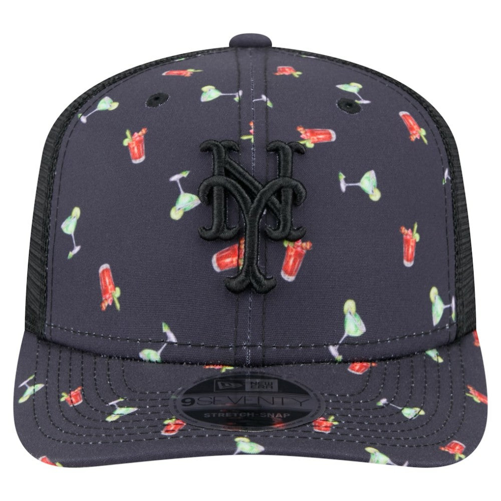 New York Mets Adventure Drinks Pattern 9SEVENTY Stretch-Snap Hat Black | New Era