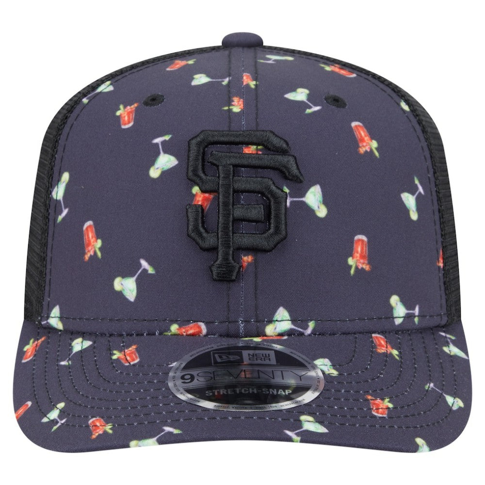 San Francisco Giants Adventure Drinks Pattern 9SEVENTY Stretch-Snap Hat Black | New Era
