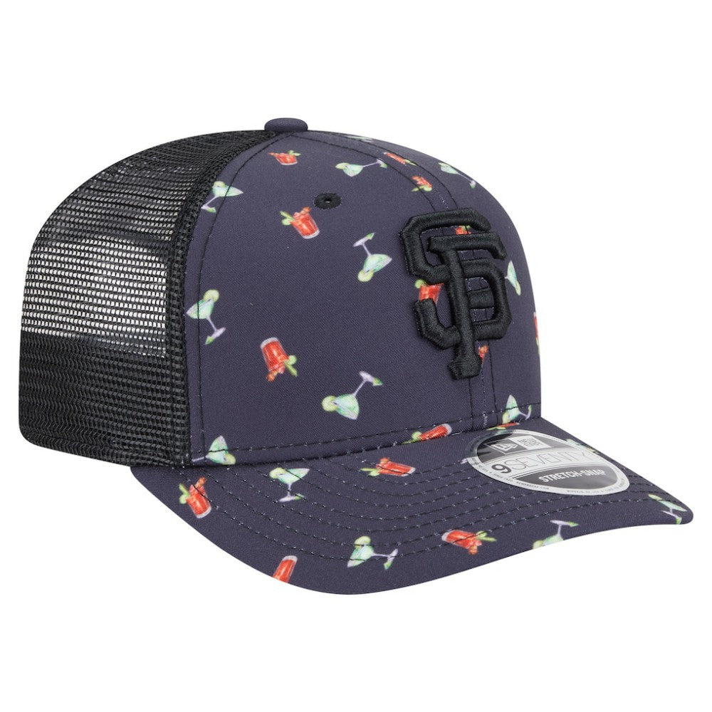 San Francisco Giants Adventure Drinks Pattern 9SEVENTY Stretch-Snap Hat Black | New Era