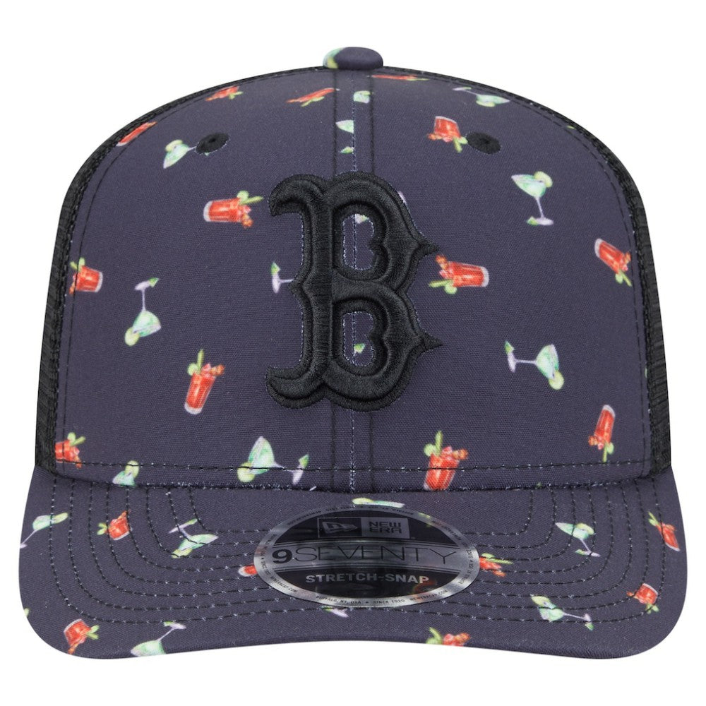 Boston Red Sox Adventure Drinks Pattern 9SEVENTY Stretch-Snap Hat Black | New Era