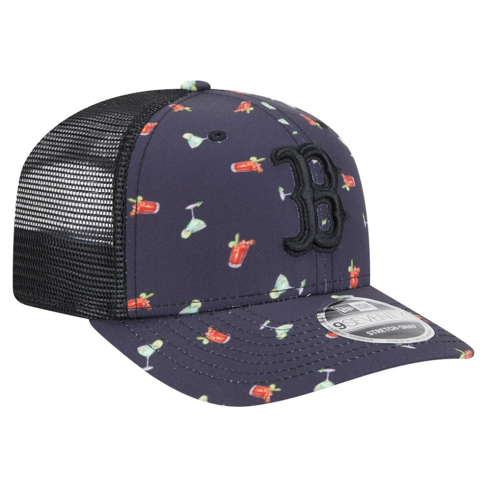 Boston Red Sox Adventure Drinks Pattern 9SEVENTY Stretch-Snap Hat Black | New Era
