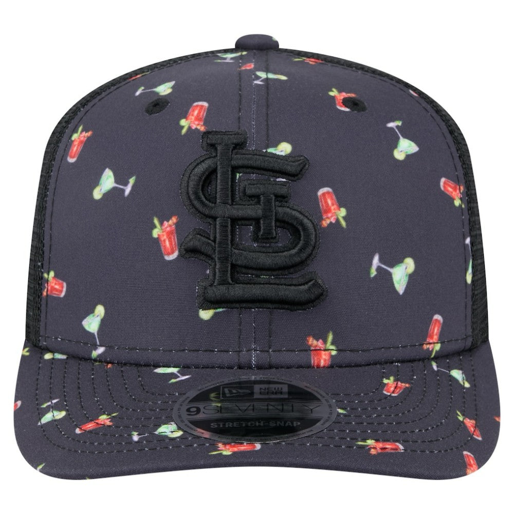 St. Louis Cardinals Adventure Drinks Pattern 9SEVENTY Stretch-Snap Hat Black | New Era