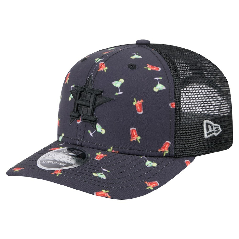 Houston Astros Adventure Drinks Pattern 9SEVENTY Stretch-Snap Hat Black | New Era
