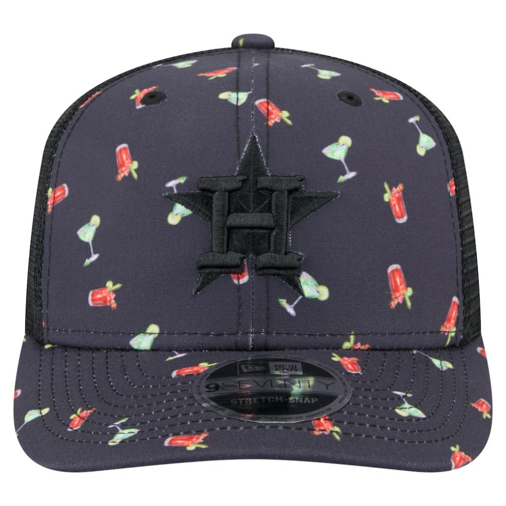 Houston Astros Adventure Drinks Pattern 9SEVENTY Stretch-Snap Hat Black | New Era