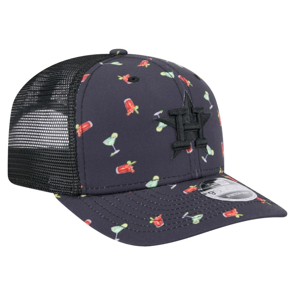 Houston Astros Adventure Drinks Pattern 9SEVENTY Stretch-Snap Hat Black | New Era