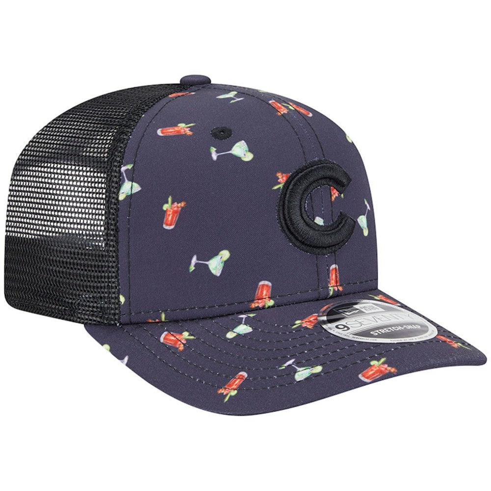 Chicago Cubs Adventure Drinks Pattern 9SEVENTY Stretch-Snap Hat Black | New Era
