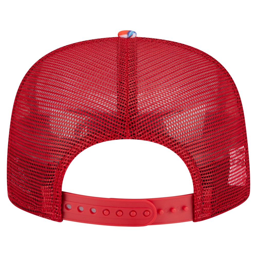 Los Angeles Angels Adventure Pattern Golfer Trucker Snapback Hat Red | New Era