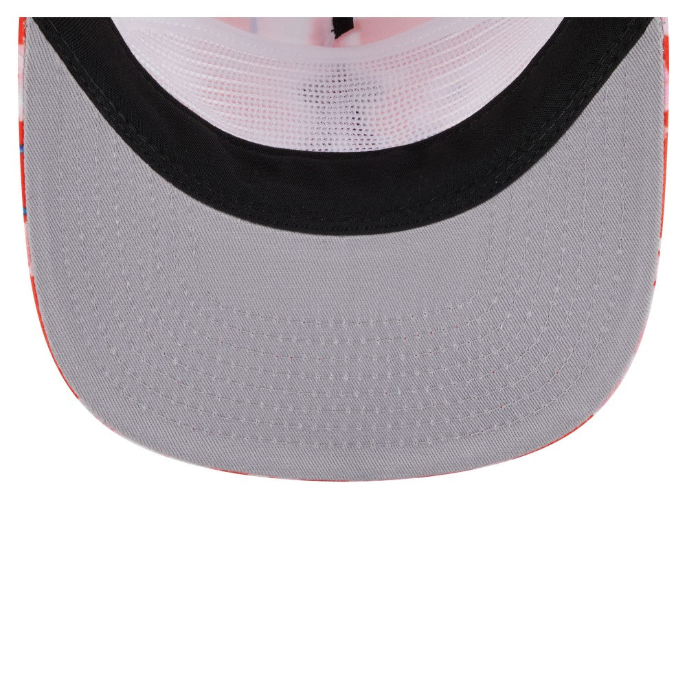 Los Angeles Angels Adventure Pattern Golfer Trucker Snapback Hat Red | New Era