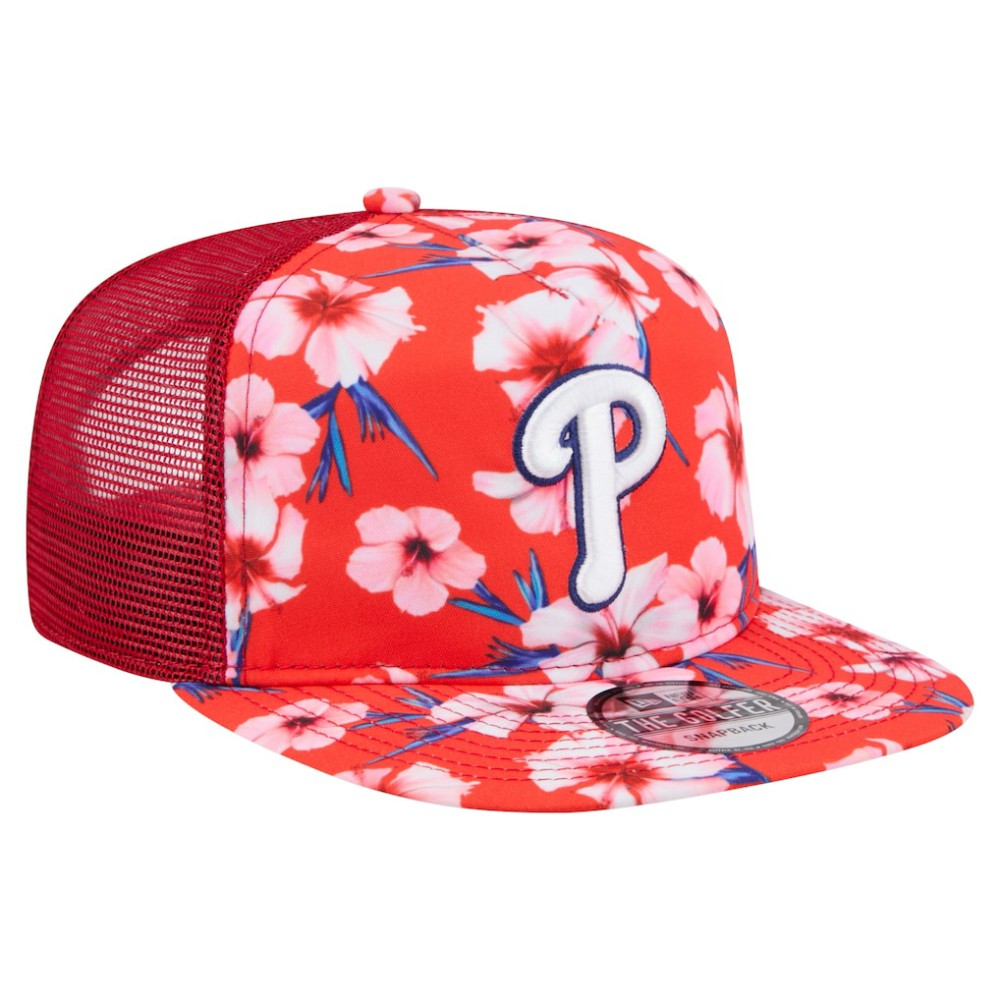 Philadelphia Phillies Adventure Pattern Golfer Trucker Snapback Hat Red | New Era