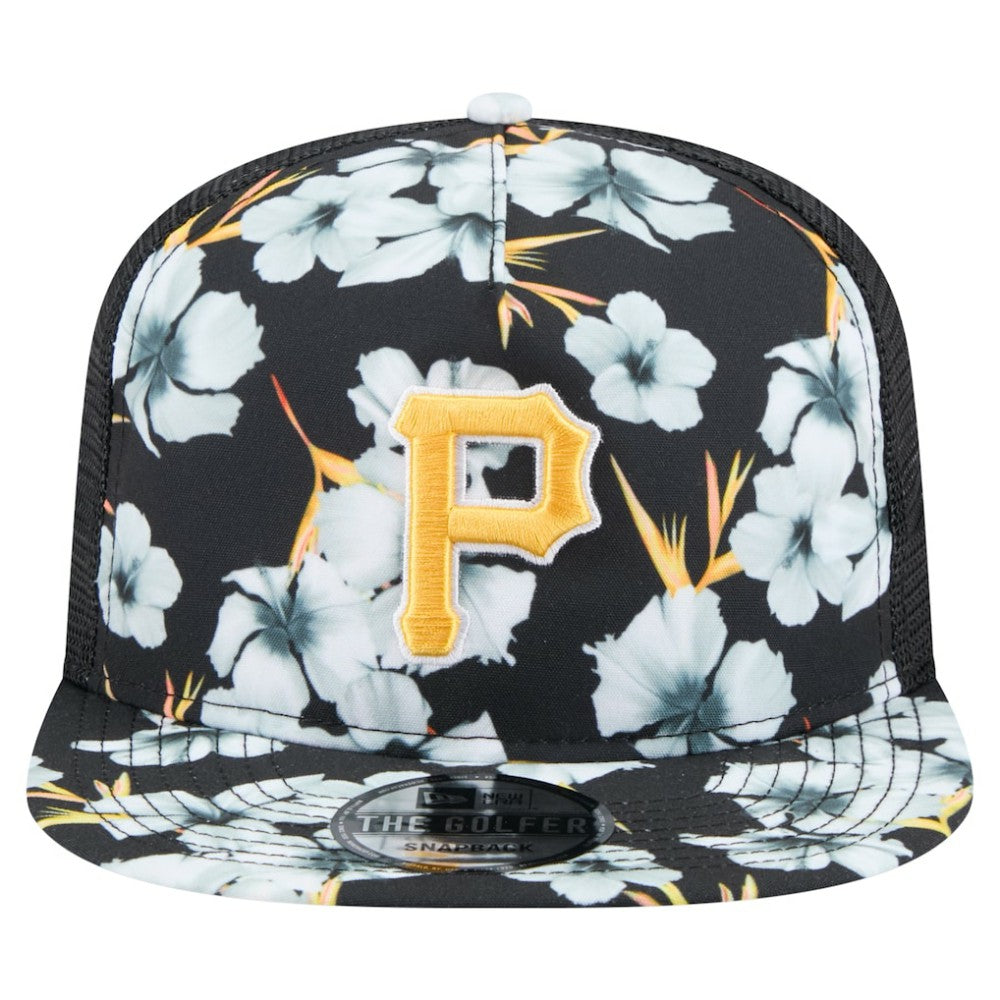 Pittsburgh Pirates Adventure Pattern Golfer Trucker Snapback Hat Black | New Era