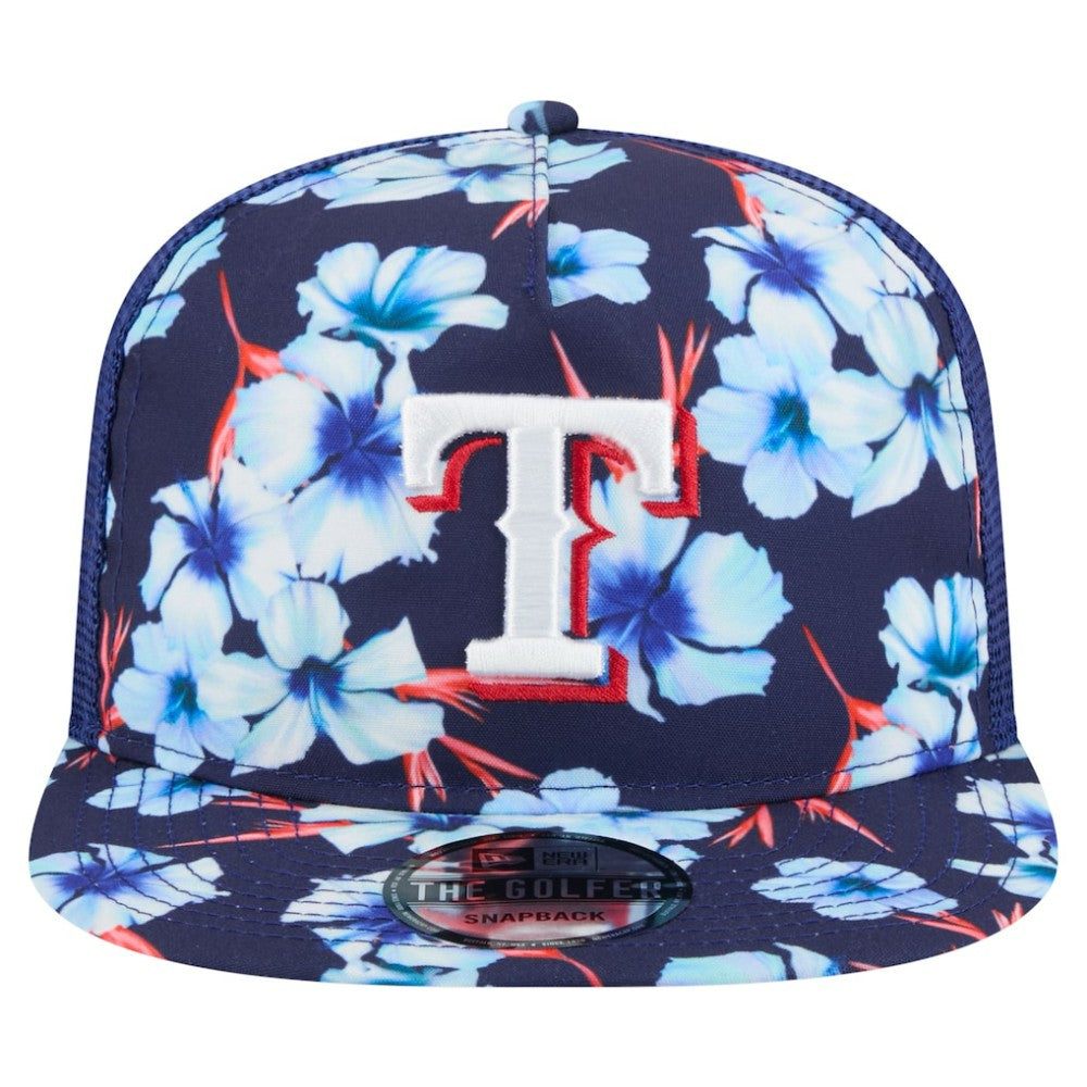Texas Rangers Adventure Pattern Golfer Trucker Snapback Hat Royal | New Era