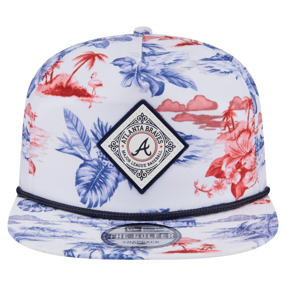 Atlanta Braves Printed Island Golfer Snapback Hat White | New Era