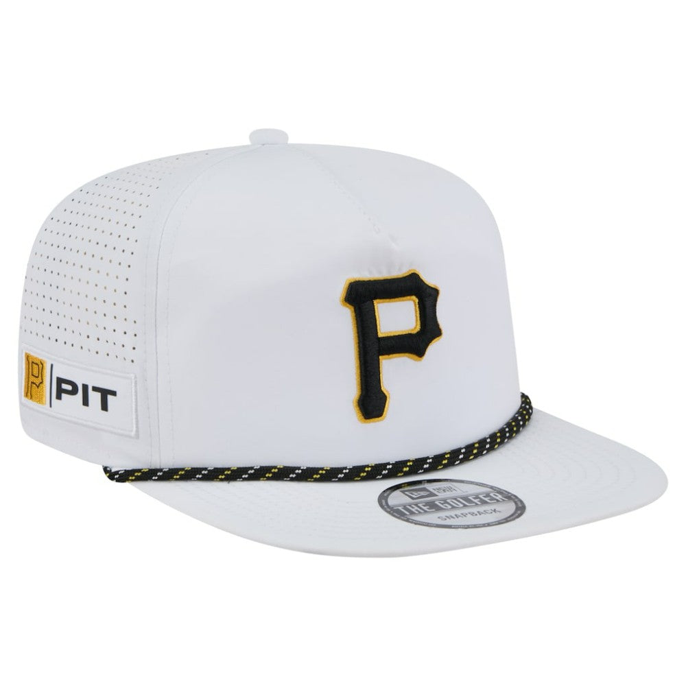 Pittsburgh Pirates Perforated Golfer Snapback Hat White | New Era