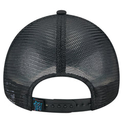 Miami Marlins Distressed 9FORTY A-Frame Adjustable Trucker Hat Black | New Era