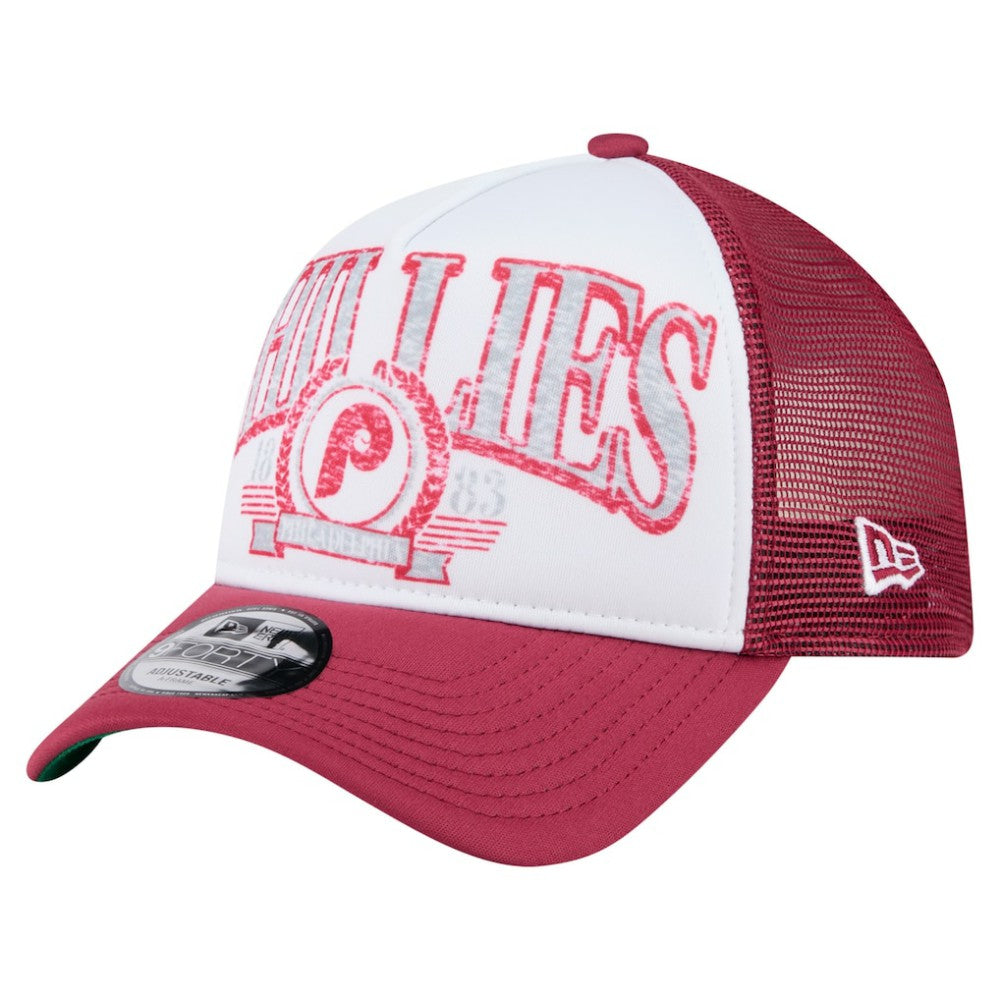 Philadelphia Phillies Distressed 9FORTY A-Frame Adjustable Trucker Hat Red | New Era