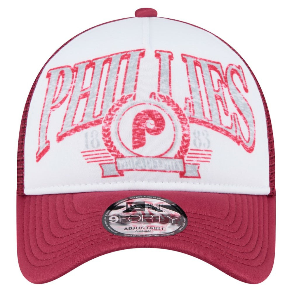 Philadelphia Phillies Distressed 9FORTY A-Frame Adjustable Trucker Hat Red | New Era