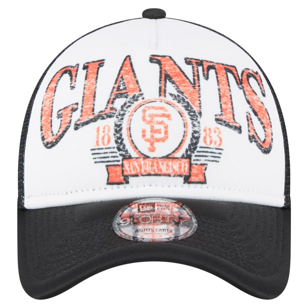 San Francisco Giants Distressed 9FORTY A-Frame Adjustable Trucker Hat Black | New Era