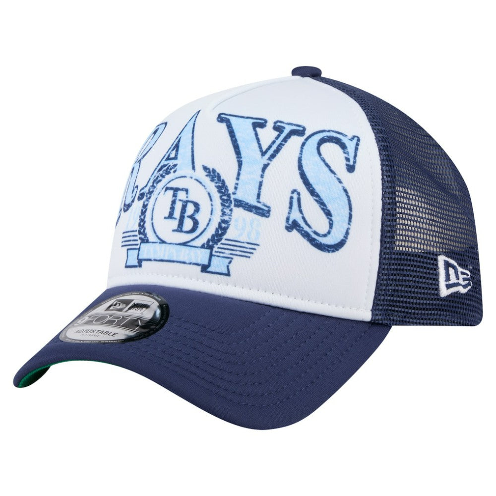 Tampa Bay Rays Distressed 9FORTY A-Frame Adjustable Trucker Hat Navy | New Era