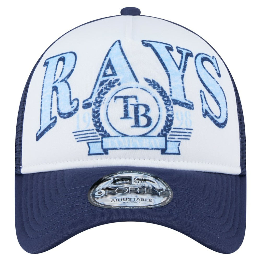 Tampa Bay Rays Distressed 9FORTY A-Frame Adjustable Trucker Hat Navy | New Era