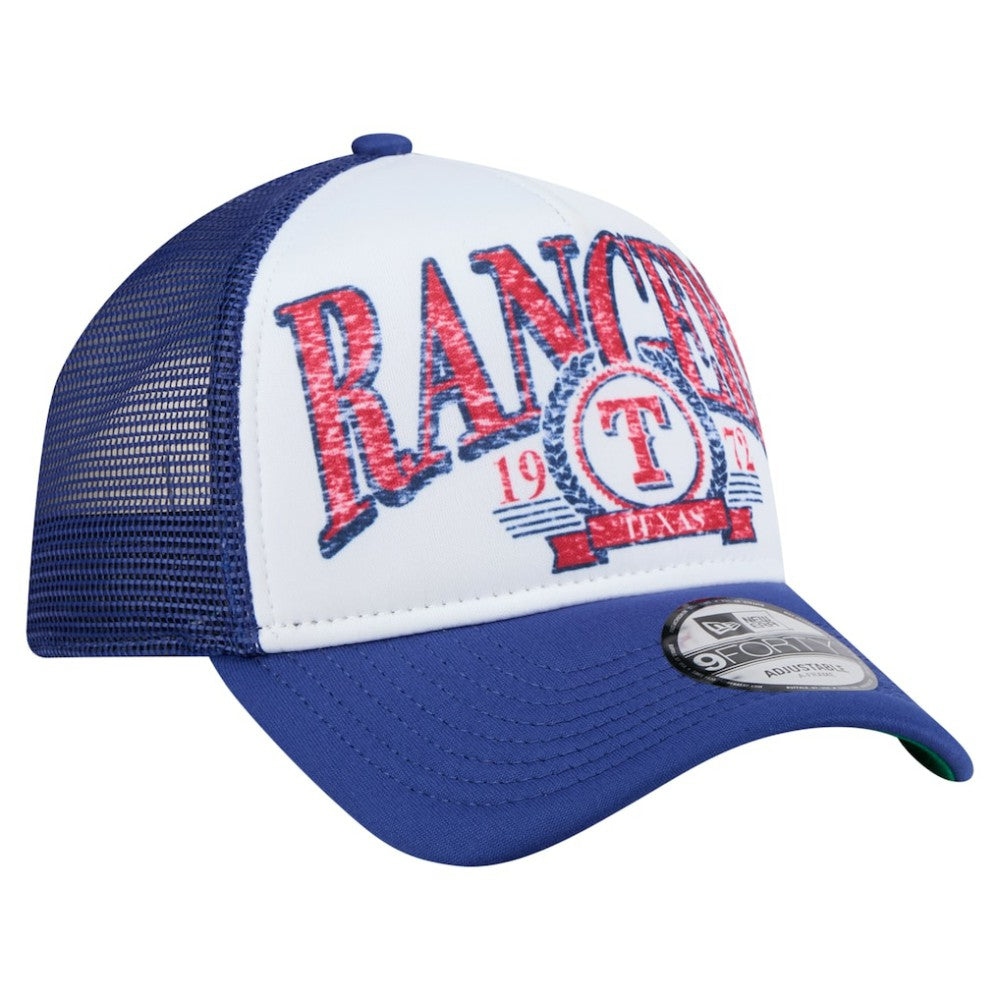 Texas Rangers Trucker A-Frame 9FORTY Adjustable Hat White/Royal | New Era