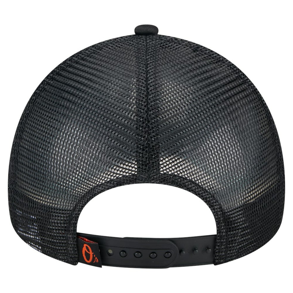 Baltimore Orioles Distressed 9FORTY A-Frame Adjustable Trucker Hat Black | New Era