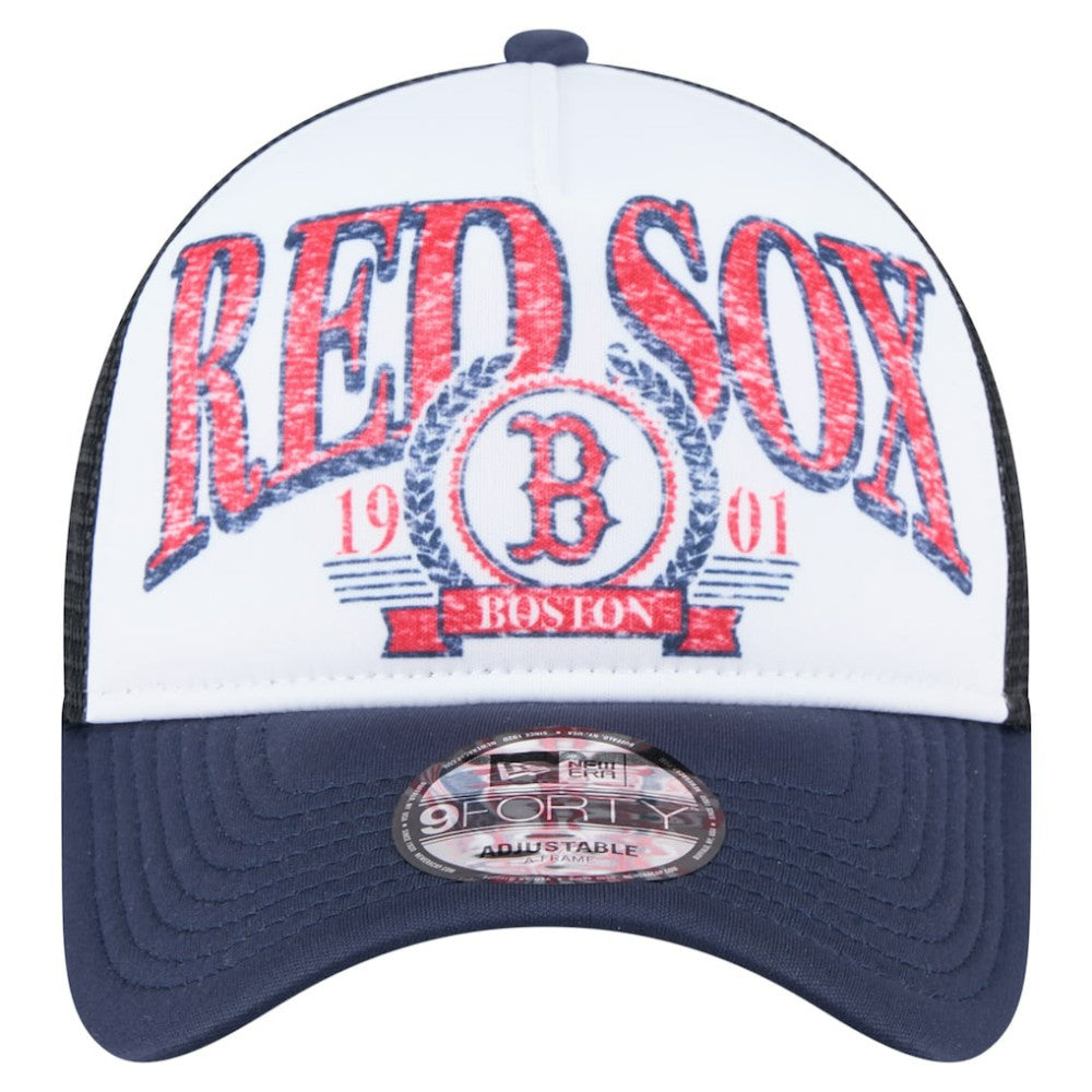 Boston Red Sox Distressed 9FORTY A-Frame Adjustable Trucker Hat Navy | New Era