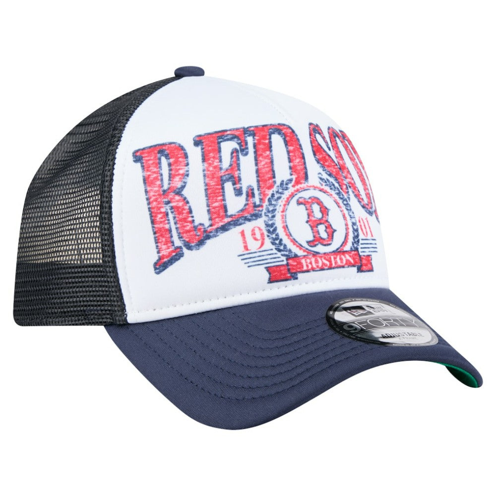 Boston Red Sox Distressed 9FORTY A-Frame Adjustable Trucker Hat Navy | New Era