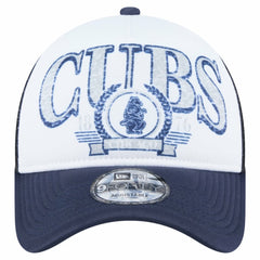 Chicago Cubs Distressed 9FORTY A-Frame Adjustable Trucker Hat White/Navy | New Era