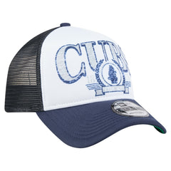 Chicago Cubs Distressed 9FORTY A-Frame Adjustable Trucker Hat White/Navy | New Era