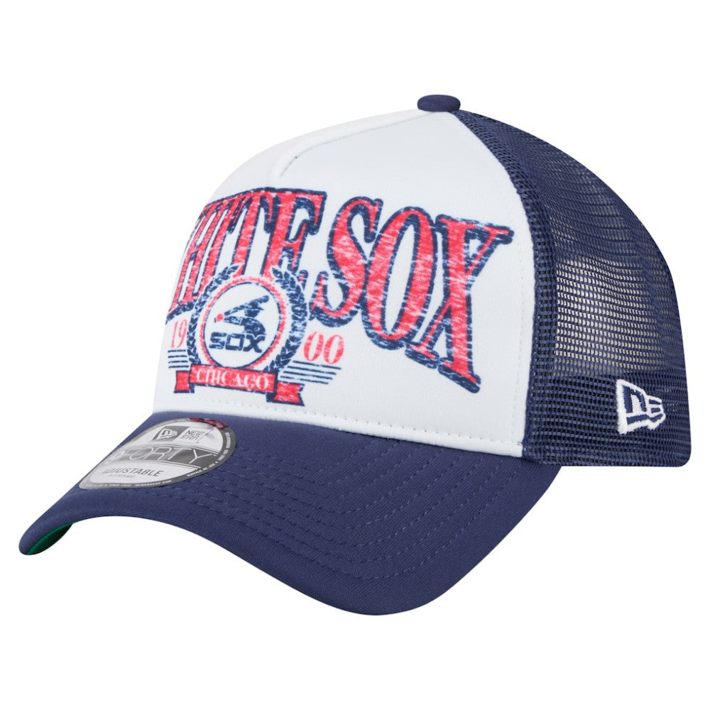 Chicago White Sox Distressed 9FORTY A-Frame Adjustable Trucker Hat White | New Era