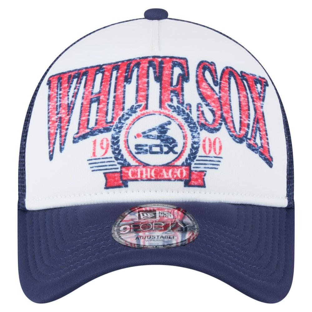 Chicago White Sox Distressed 9FORTY A-Frame Adjustable Trucker Hat White | New Era