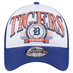Detroit Tigers Distressed 9FORTY A-Frame Adjustable Trucker Hat White/Navy | New Era