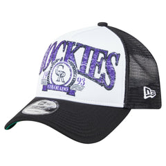 Colorado Rockies Distressed 9FORTY A-Frame Adjustable Trucker Hat Black | New Era