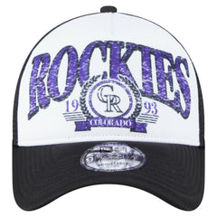 Colorado Rockies Distressed 9FORTY A-Frame Adjustable Trucker Hat Black | New Era