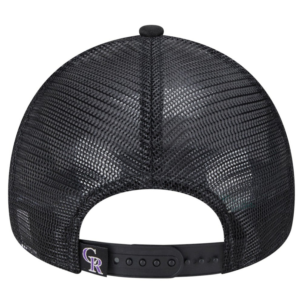 Colorado Rockies Distressed 9FORTY A-Frame Adjustable Trucker Hat Black | New Era