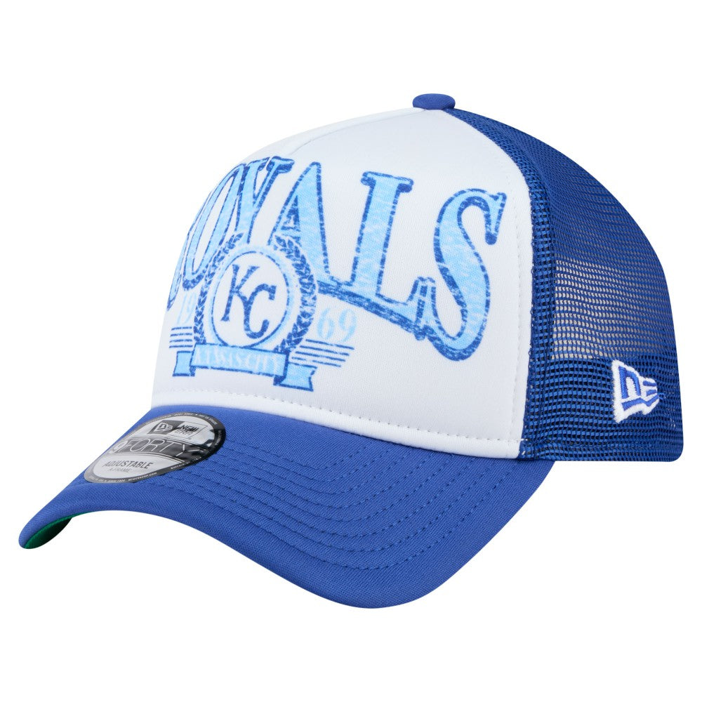 Kansas City Royals Distressed 9FORTY A-Frame Adjustable Trucker Hat Royal | New Era