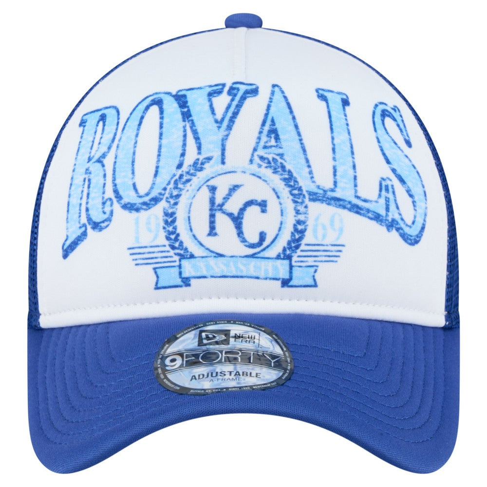 Kansas City Royals Distressed 9FORTY A-Frame Adjustable Trucker Hat Royal | New Era