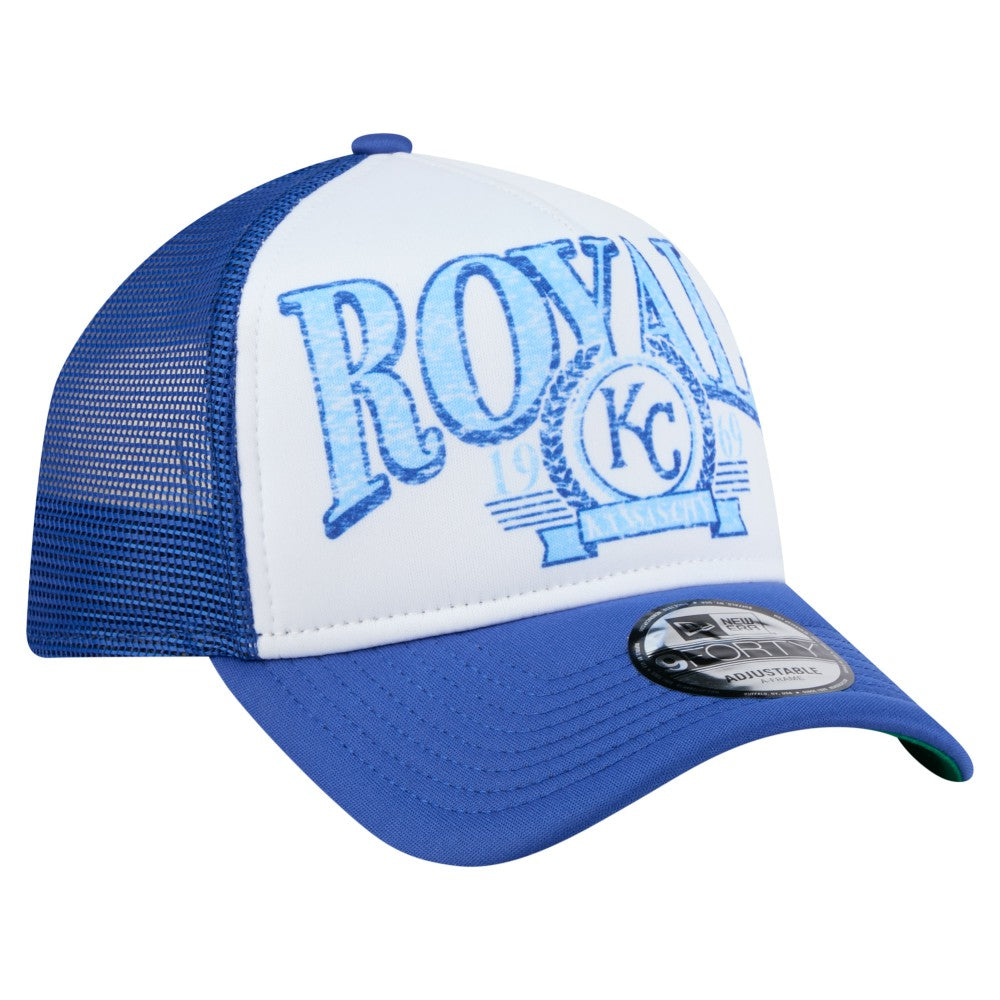 Kansas City Royals Distressed 9FORTY A-Frame Adjustable Trucker Hat Royal | New Era