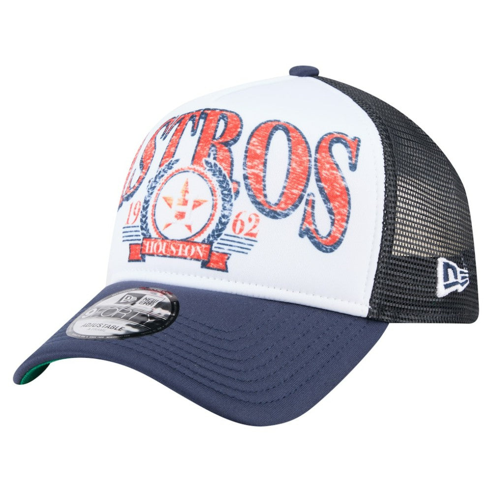 Houston Astros Distressed 9FORTY A-Frame Adjustable Trucker Hat Navy | New Era