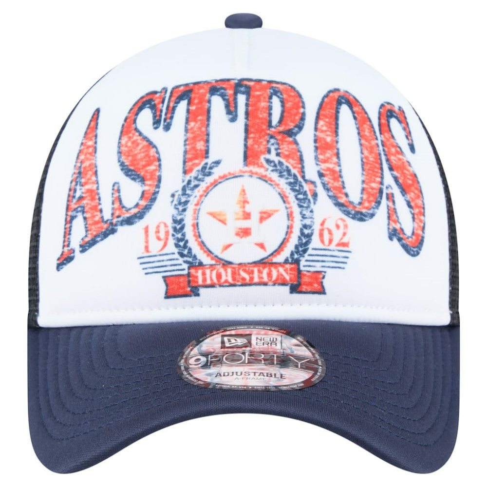 Houston Astros Distressed 9FORTY A-Frame Adjustable Trucker Hat Navy | New Era