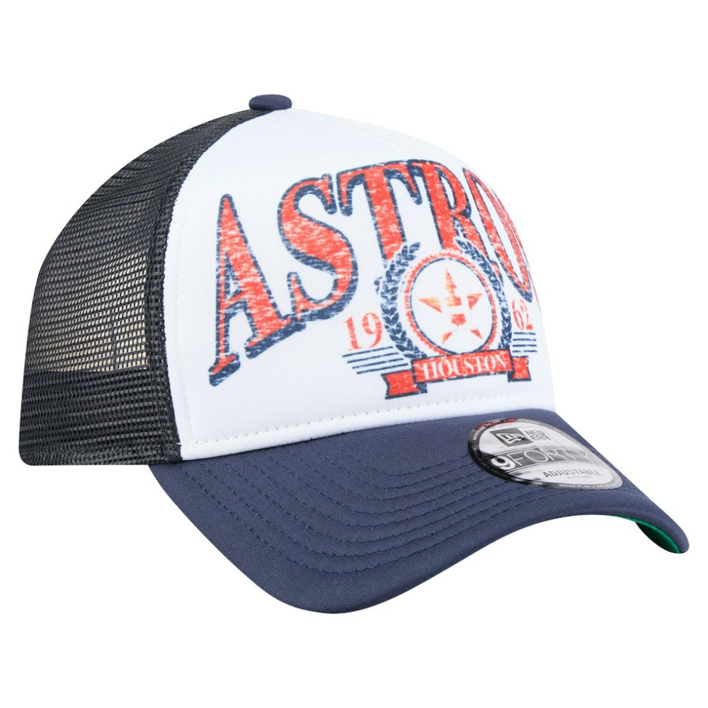 Houston Astros Distressed 9FORTY A-Frame Adjustable Trucker Hat Navy | New Era